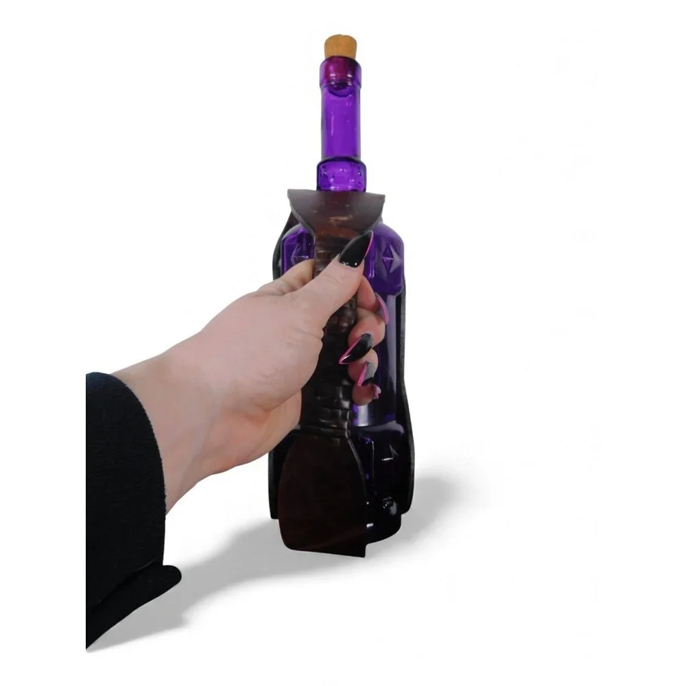 Purple Decorative Glass Bottle with Leather Carry Strap